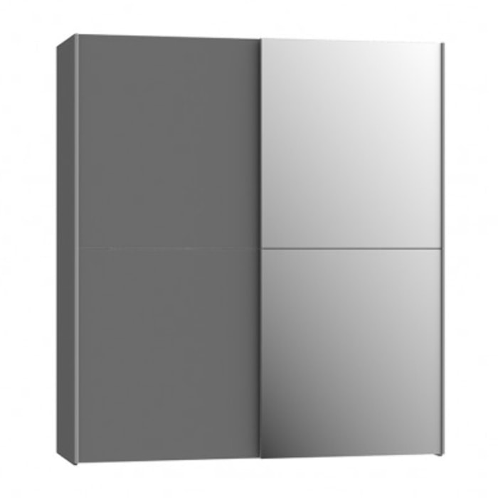 Dressing Armoire 2 portes coulissantes 5 tablettes et 1 miroir - 6 coloris - THAIS