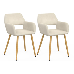 Chaises Heidi en velours beige et pieds bois - lot de 2