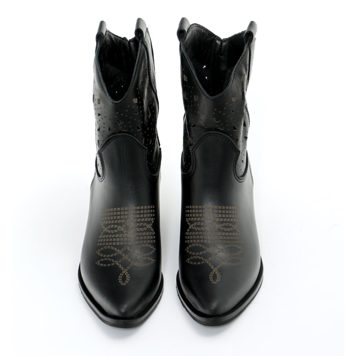 Stivaletti texani in vera pelle di vitello laserata