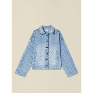Oltre - Giacca in denim con cristalli - Azzurro