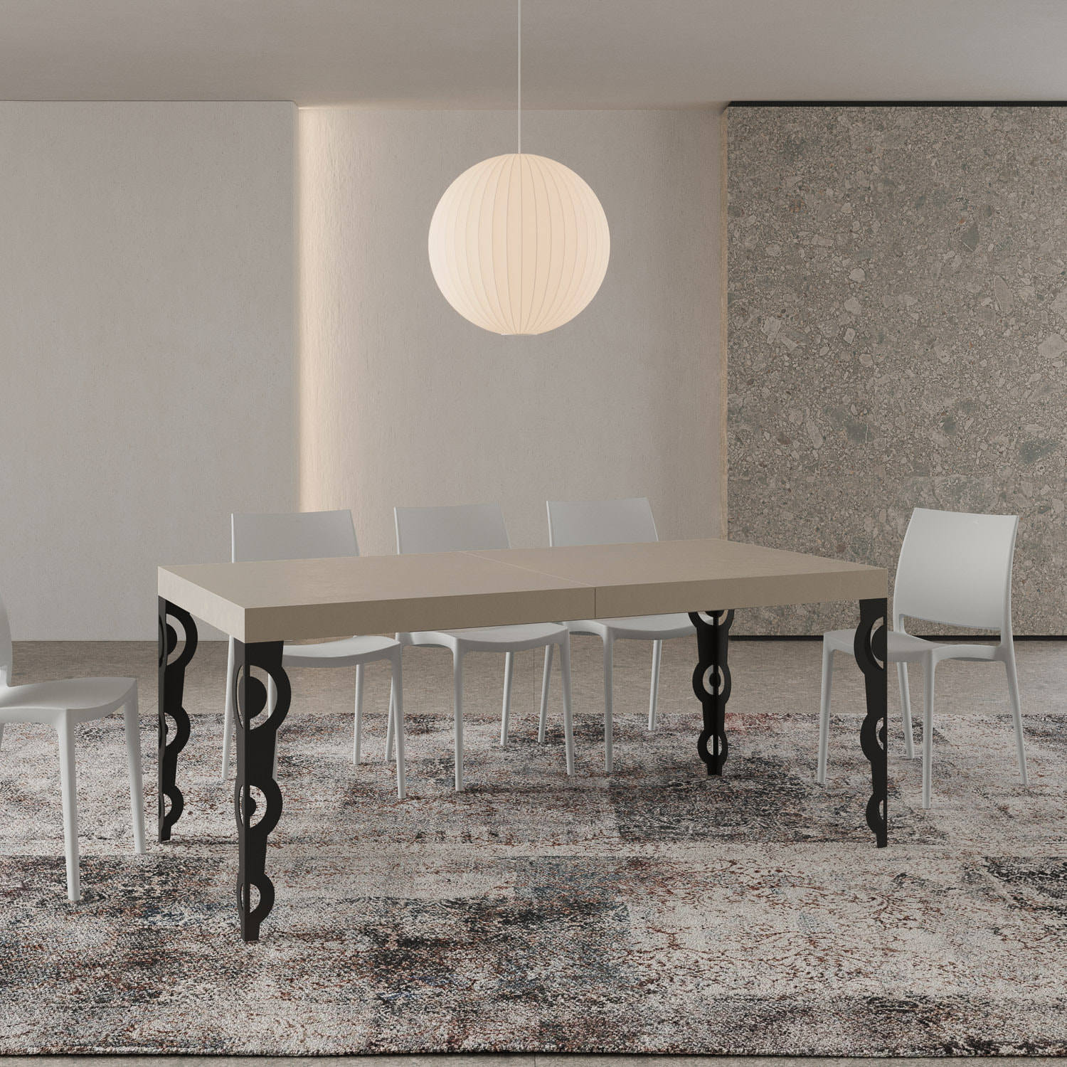 Mesa extensible 90x180/440 cm Karamay cachemira patas antracita