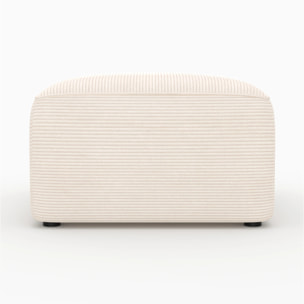Pouf rectangulaire pour canapé modulable en velours blanc cassé - Mina
