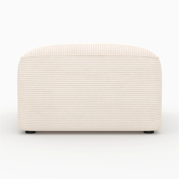 Pouf rectangulaire pour canapé modulable en velours blanc cassé - Mina