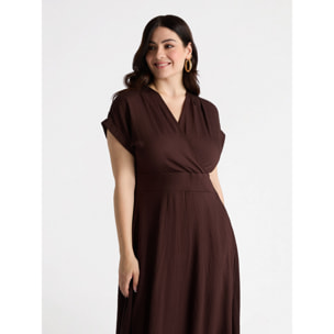 Fiorella Rubino - Vestido cruzado por delante - Marrón