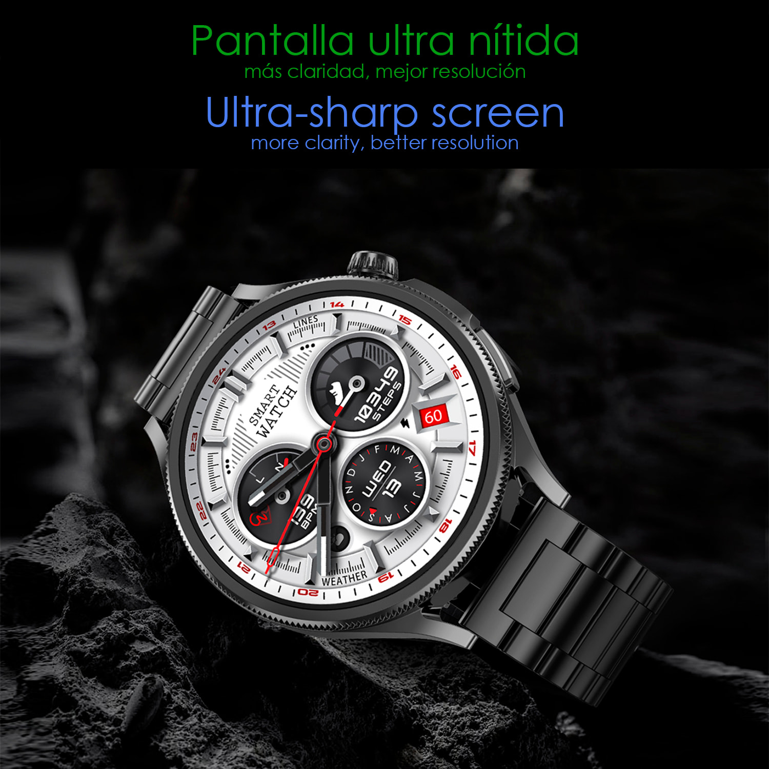 Smartwatch M103 con monitor cardiovascular, varios modos de deporte. Correa de metal + correa de silicona y auriculares TWS.
