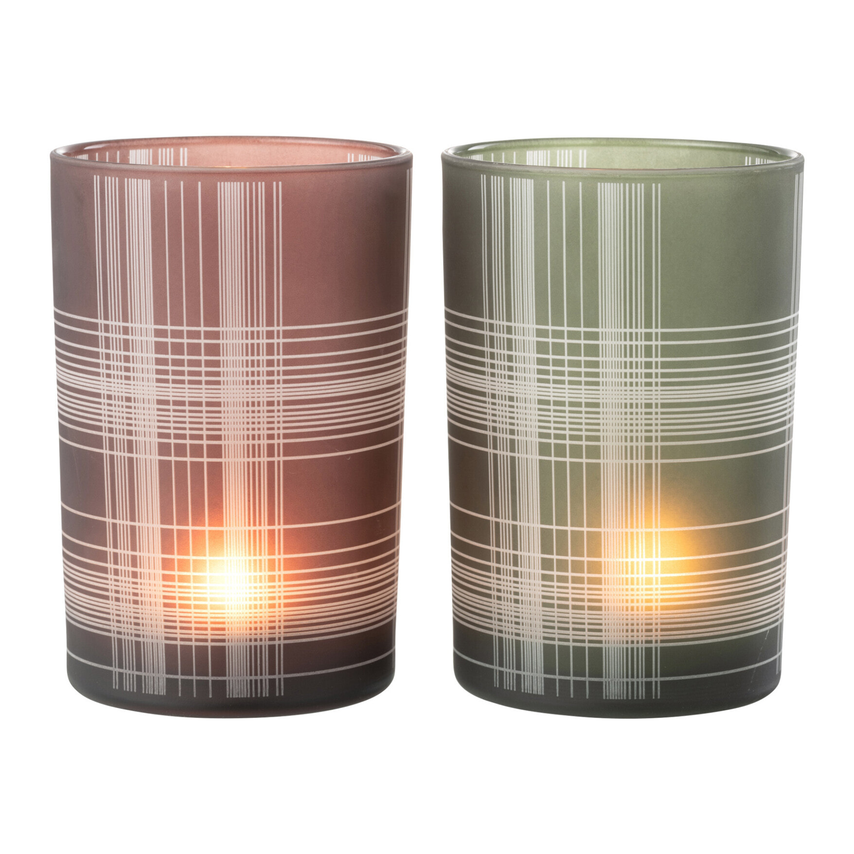 J-Line photophore Carreaux - verre - marron/vert - large - 2 pcs