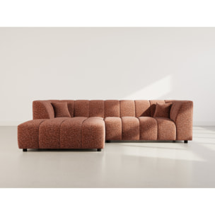 Curtis - canapé d'angle gauche 4 places avec accoudoir en tissu texturé - Terracotta