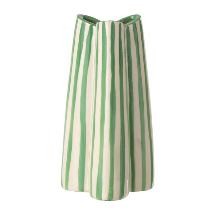 J-Line Vase Ligné - céramique - blanc cassé/vert - small
