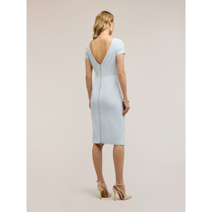 Motivi - Vestido tubo de crepé con drapeado - Light - blue