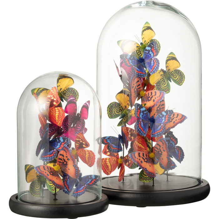 J-Line Cloche Papillons Verre/Papier Mix Large