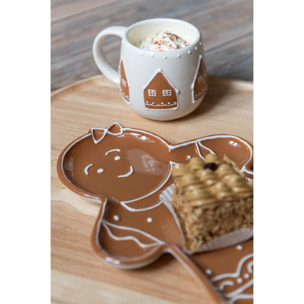 J-Line plateau Cookie - céramique - caramel/blanc - 2 pcs