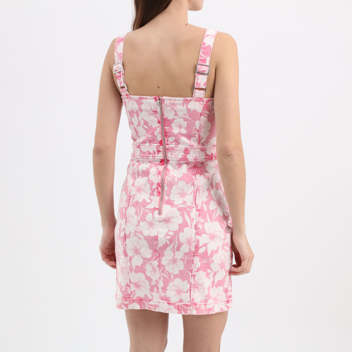 Robe Chloe - coupe moulante - coton - imprimé - rose et blanc