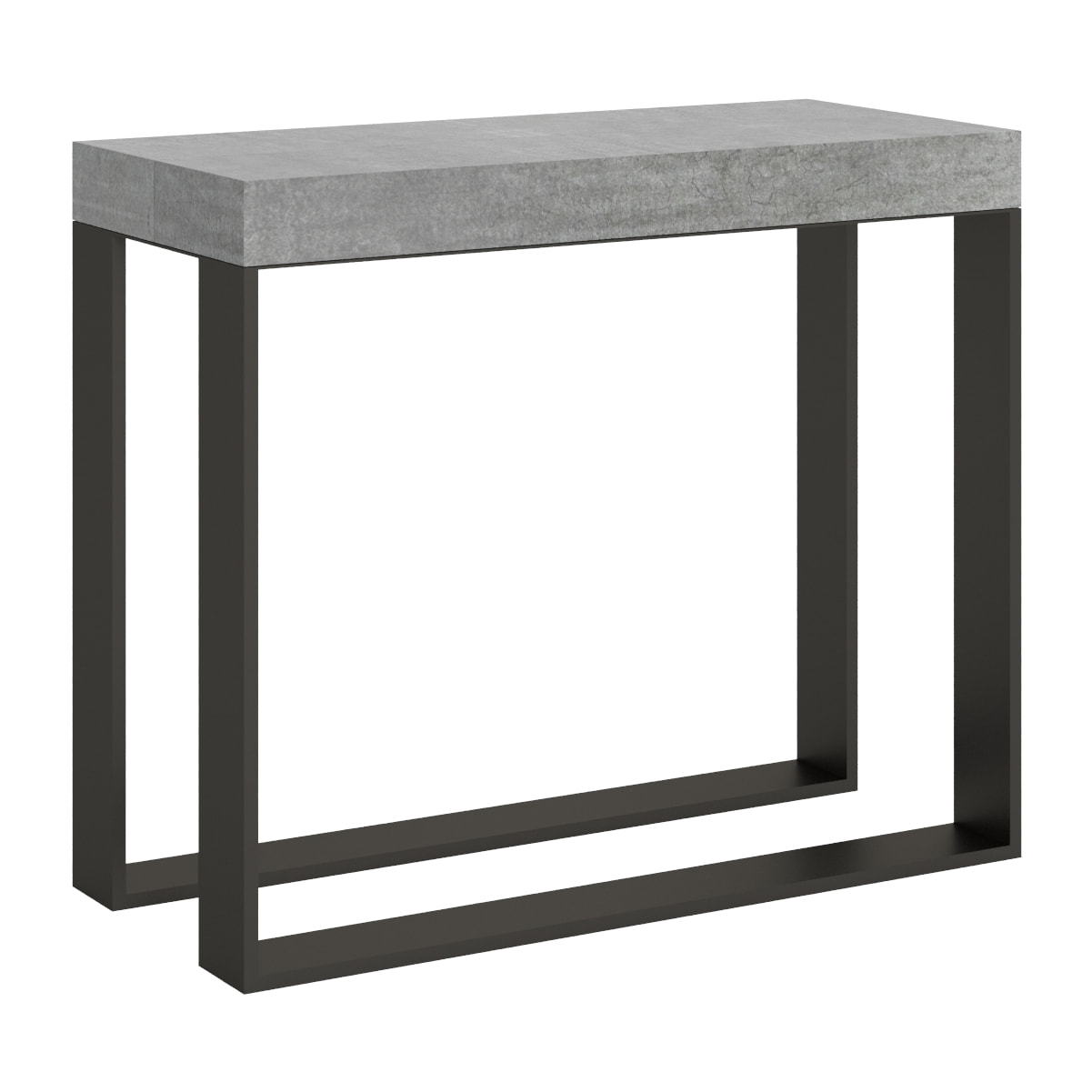 Console extensible 90x40/300 cm Elettra Gris Béton cadre Anthracite