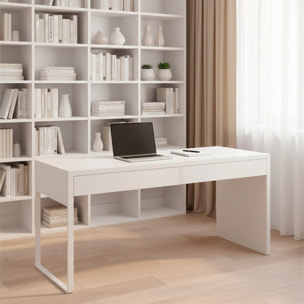Scrivania Ufficio Home Office Studio Design Moderno Tavolo Lavoro Computer Cassetti Arredo Casa Professionale Ampia Superficie 138 x 50 x 75 Cm Bianco