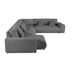 Garance - canapé modulable d'angle droit - 8 places - en velours côtelé - Gris foncé