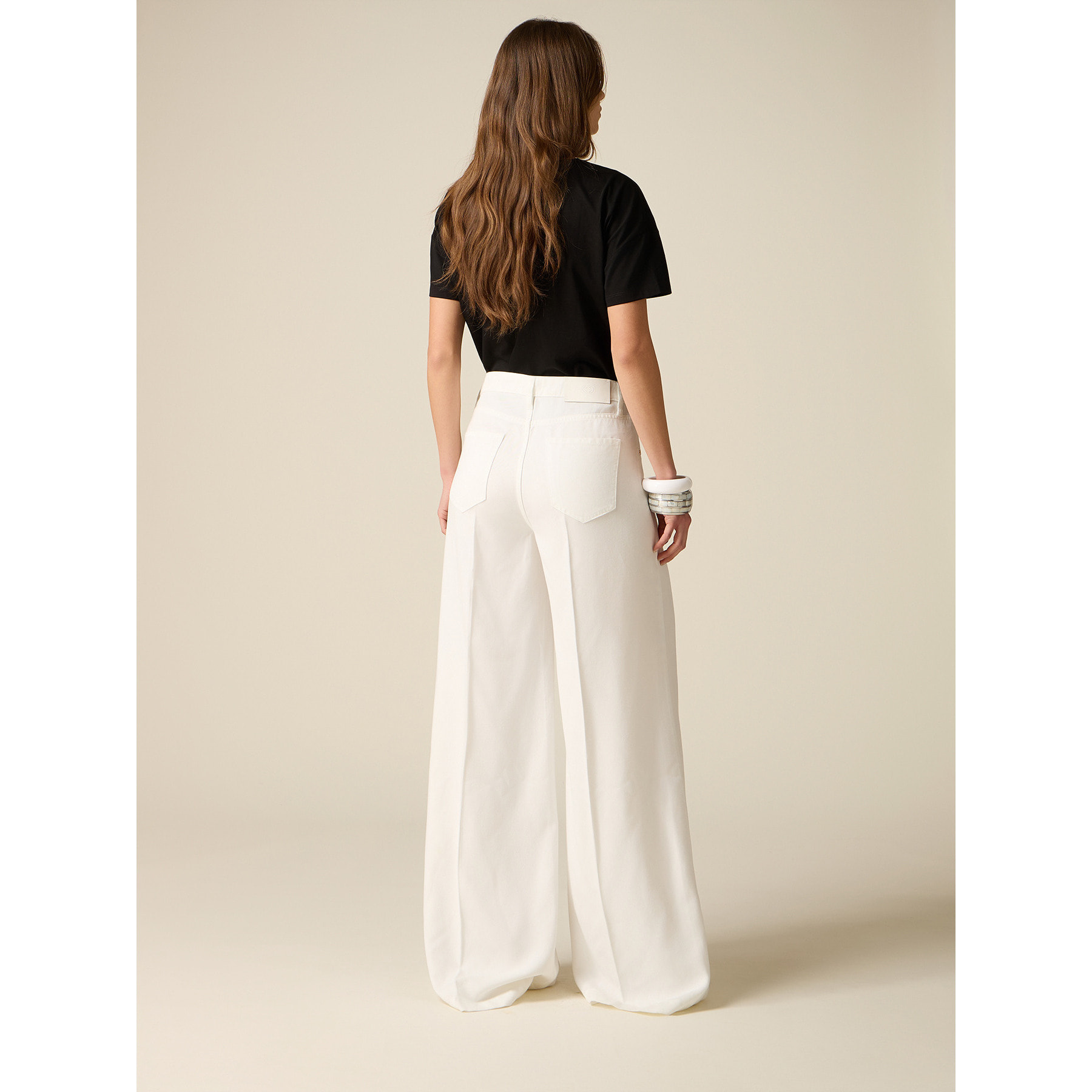 Oltre - Pantaloni palazzo in tencel - Bianco