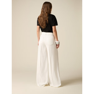 Oltre - Pantaloni palazzo in tencel - Bianco