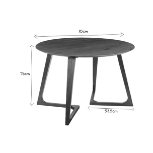 Table design ronde en bois massif L115 cm BANDOL