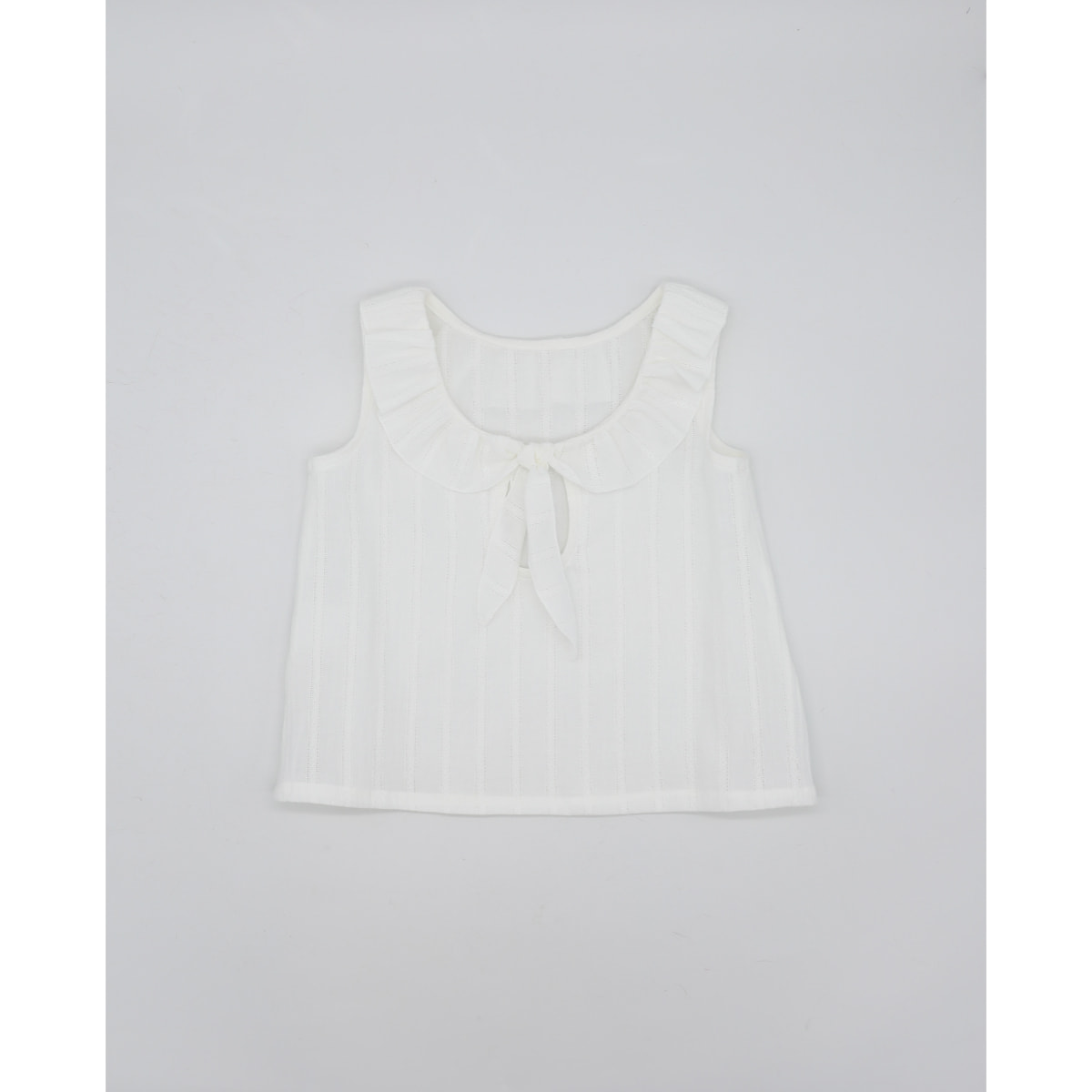 BLUSA CUELLO VOLANTE CENEFA ROMBOS BLANCO