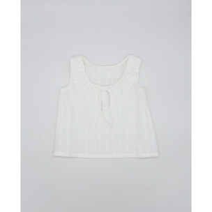 BLUSA CUELLO VOLANTE CENEFA ROMBOS BLANCO
