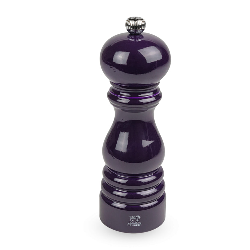 Moulin à poivre manuel en bois laqué, aubergine, 18 cm - 7in. Paris