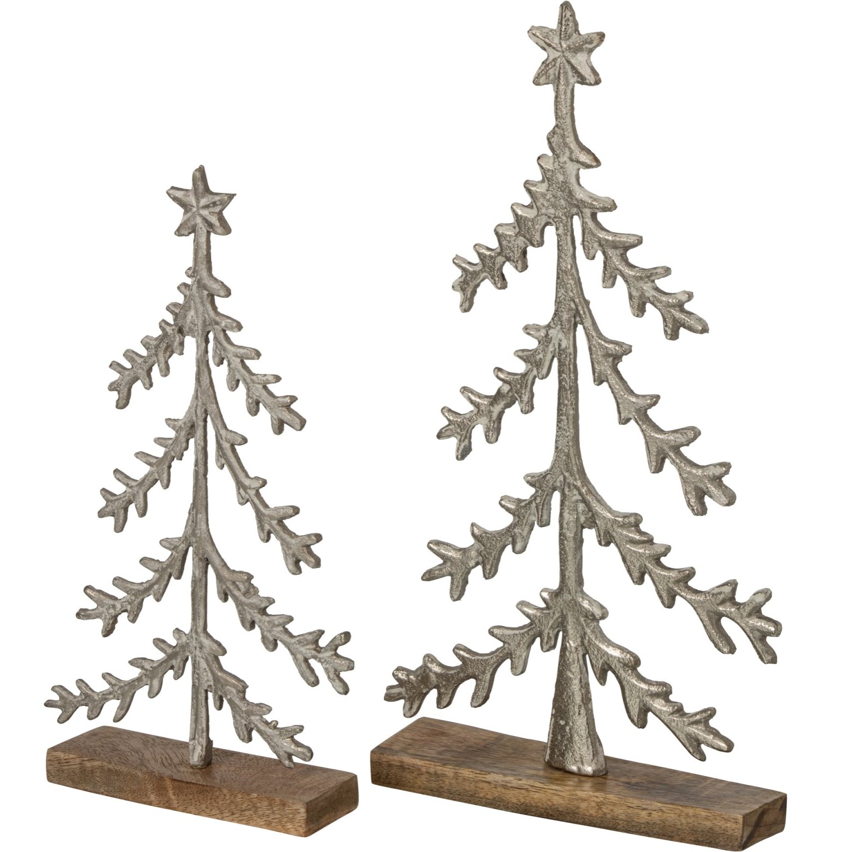 J-Line Sapin de Noël sur base étoile - aluminium - blanc cassé/naturel - large