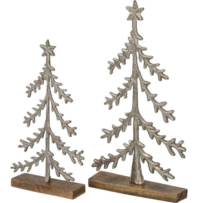 J-Line Sapin de Noël sur base étoile - aluminium - blanc cassé/naturel - large