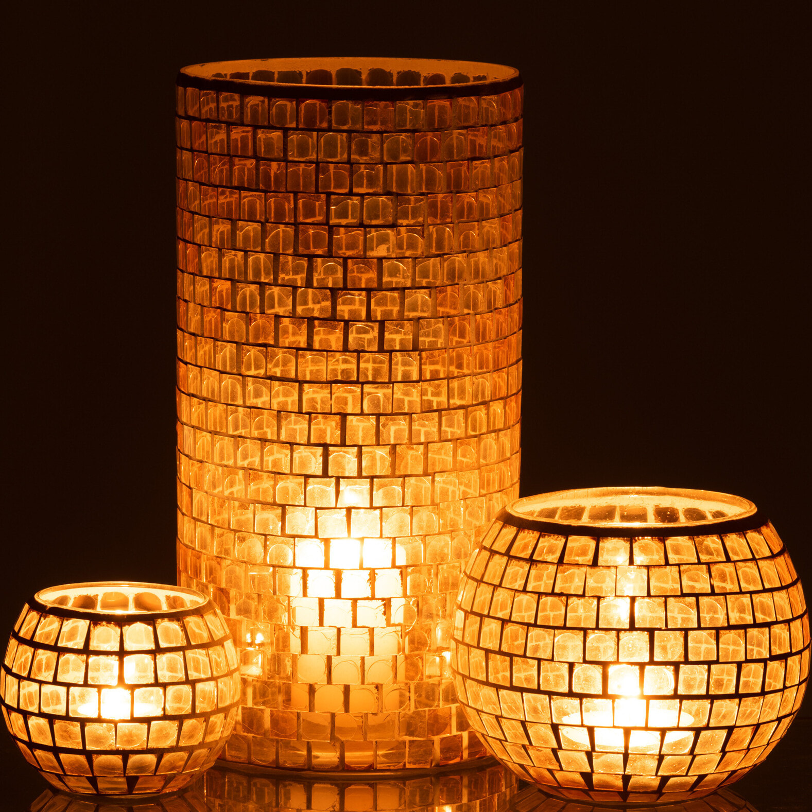 J-Line vase Mosaïque Rond - verre - orange - 29 cm de hauteur