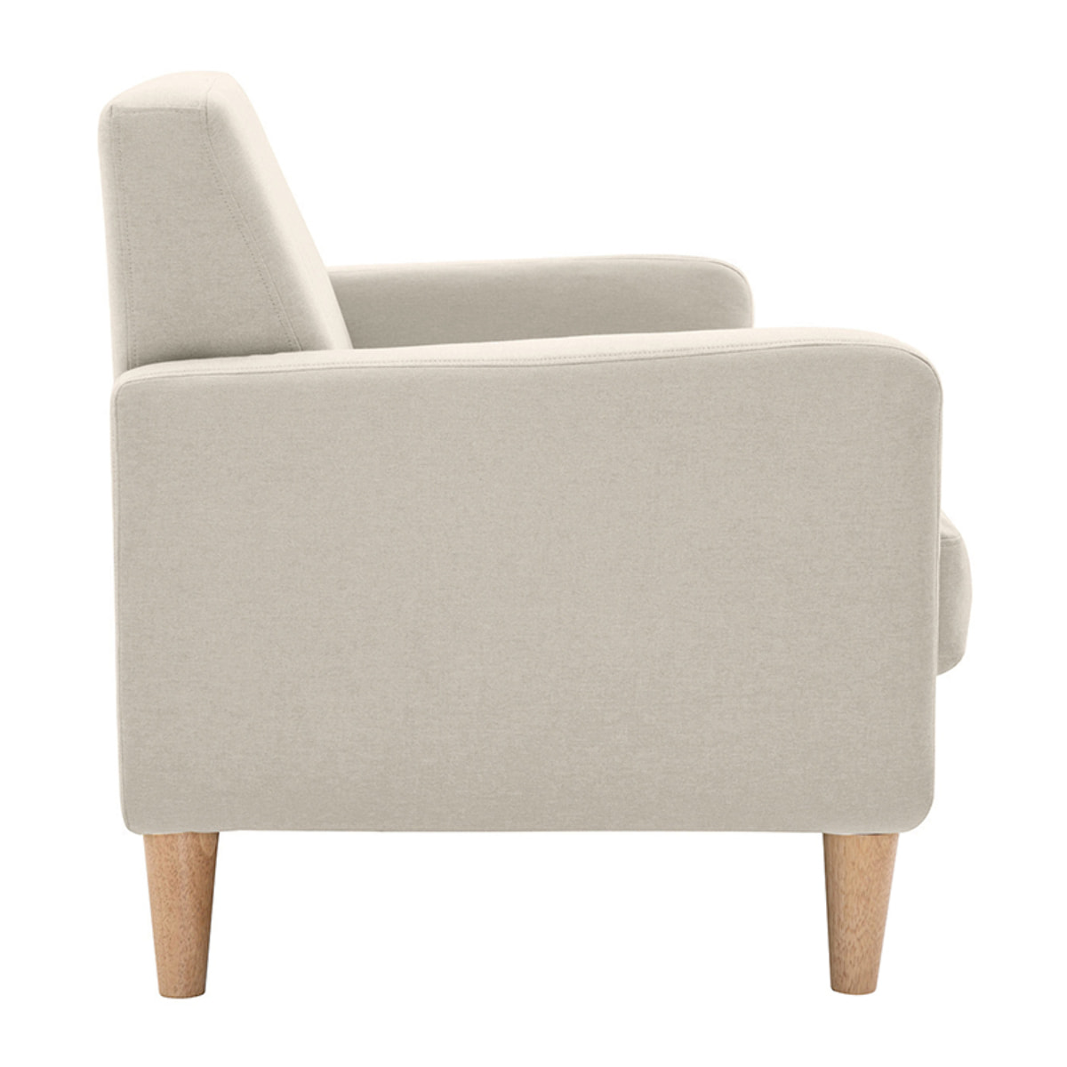 Canapé scandinave 2 places en tissu beige et bois clair LUNA