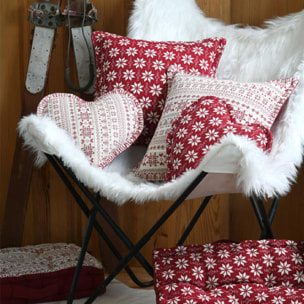 Coussin coeur esprit chalet traditionnel - Rouge
