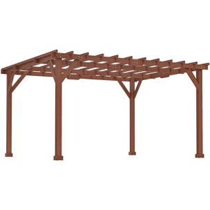 Pergola bois dim. 3,3 x 3,8 m sapin pré-huilé teinte ocre foncé