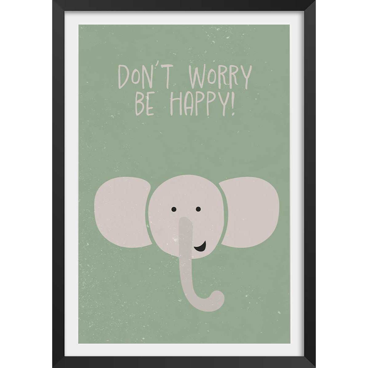 Affiche enfant elephant Affiche sous cadre noir