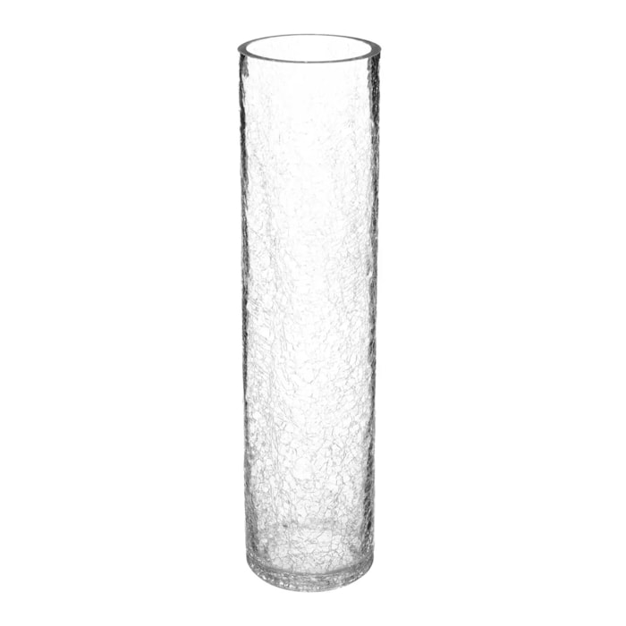 Vase cylindre - verre craquelé - H40 cm