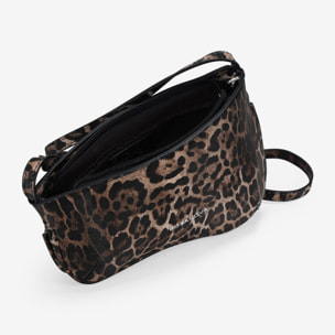 Bolso bandolera con estampado de leopardo y cremallera