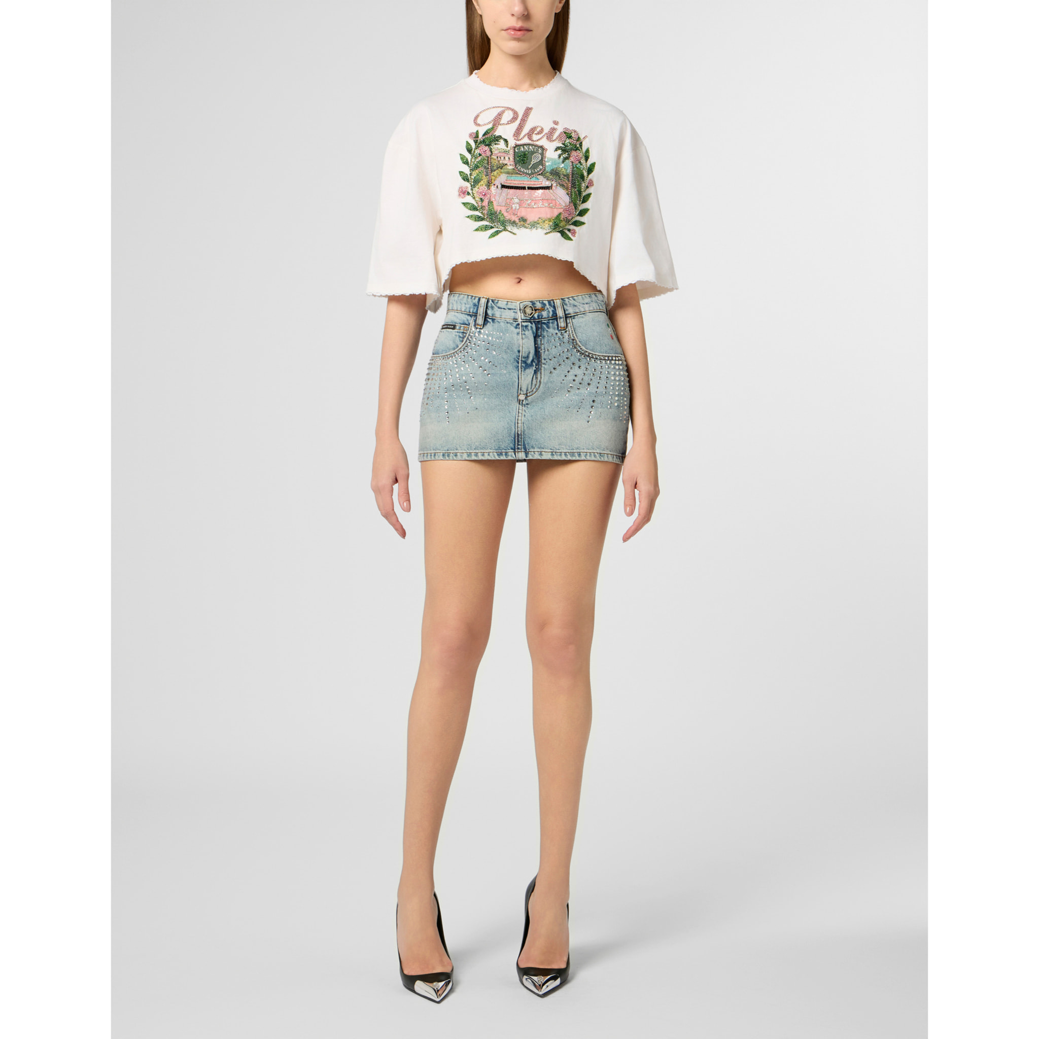 PHILIPP PLEIN Cropped T-Shirt Cannes Tennis Club