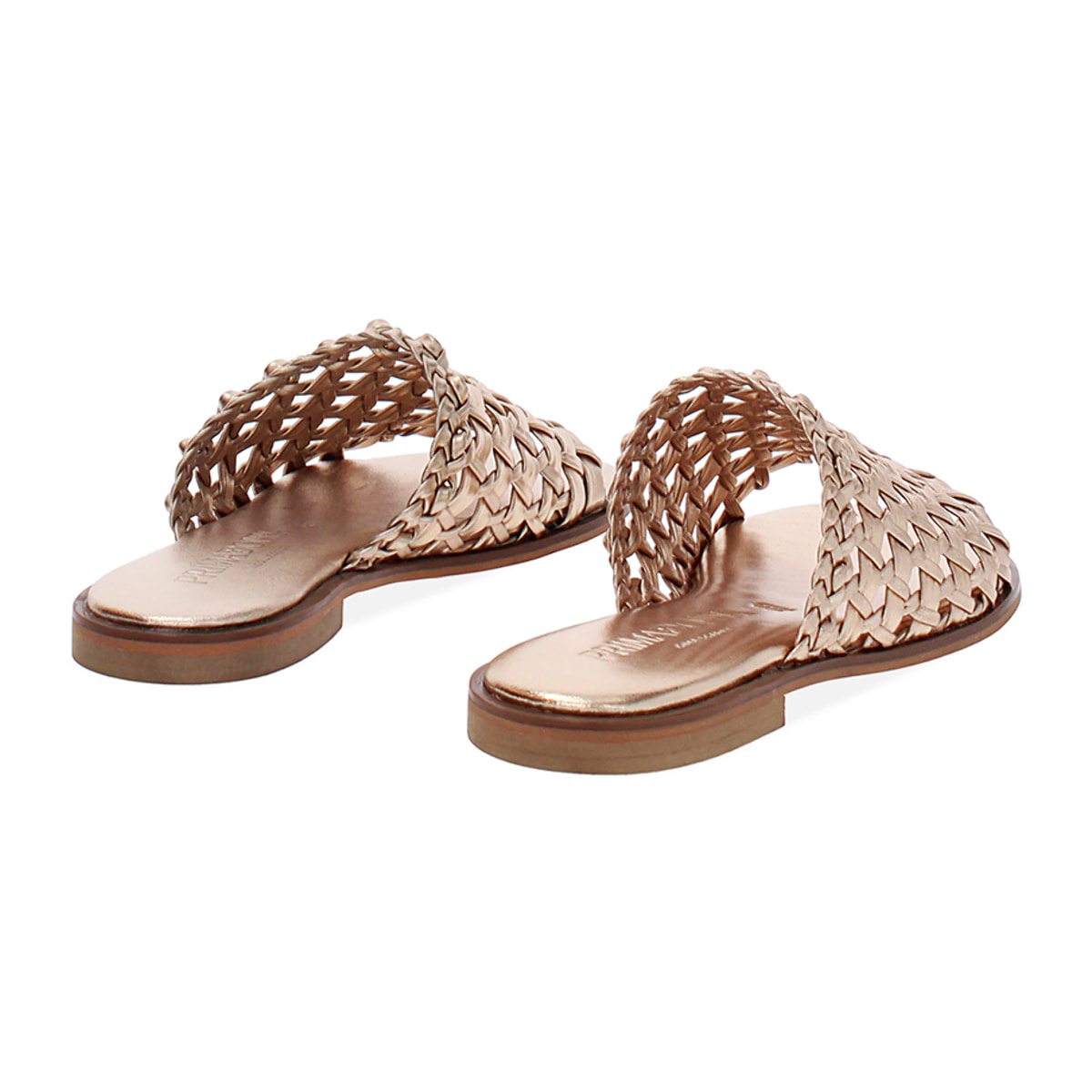 Sandali bassi donna oro in pelle intrecciata