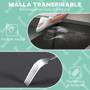 Cama para Perros Elevada con Toldo, Cama para Perros Grandes, Refrescante y Transpirable, 106x76x94 cm, con Marco de Acero y Bolsa de Transporte, para Interior y Exterior, Gris Claro