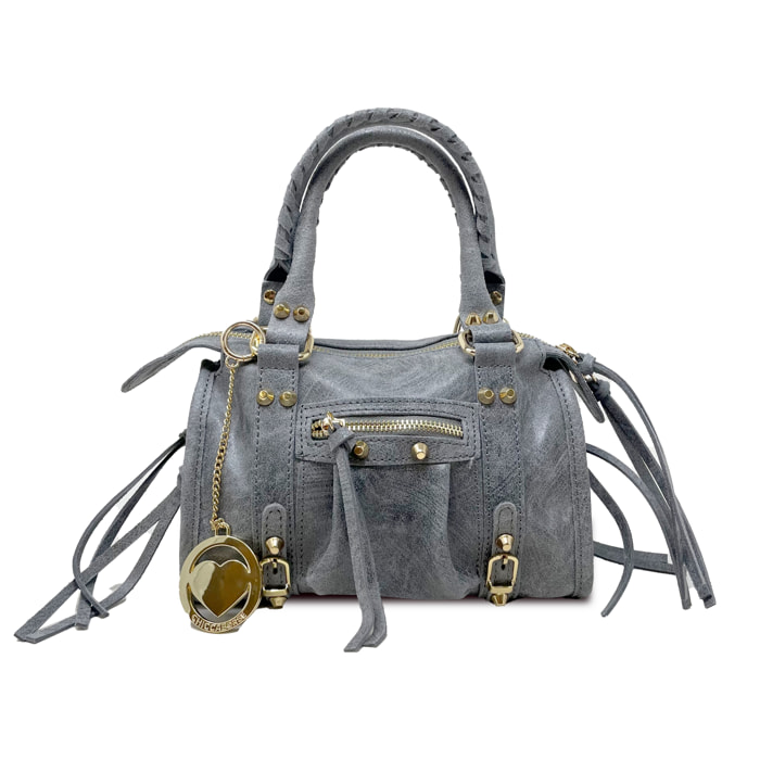 Chicca Borse - Borsa a Mano Donna in Vera Pelle - Colore Grigio