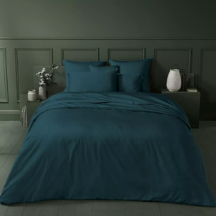 Drap plat satin de coton uni vert Ava uni crepuscule