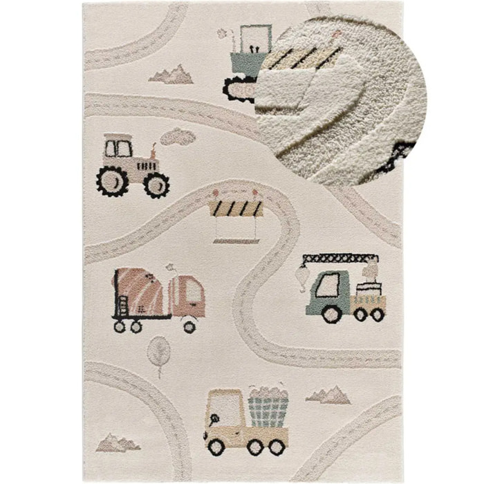 CLOWN Alfombra infantil con vehiculos y carreteras multicolor, 120x170 cm