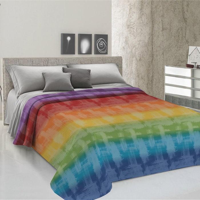 Copriletto di cotone arcobaleno multicolor