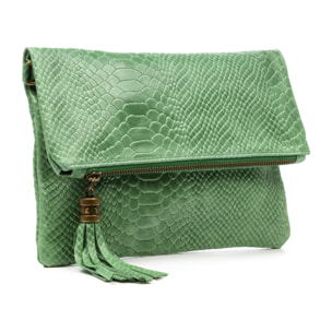 Alzano bolso bandolera mujer. Piel auténtica Gamuza grabado serpiente.