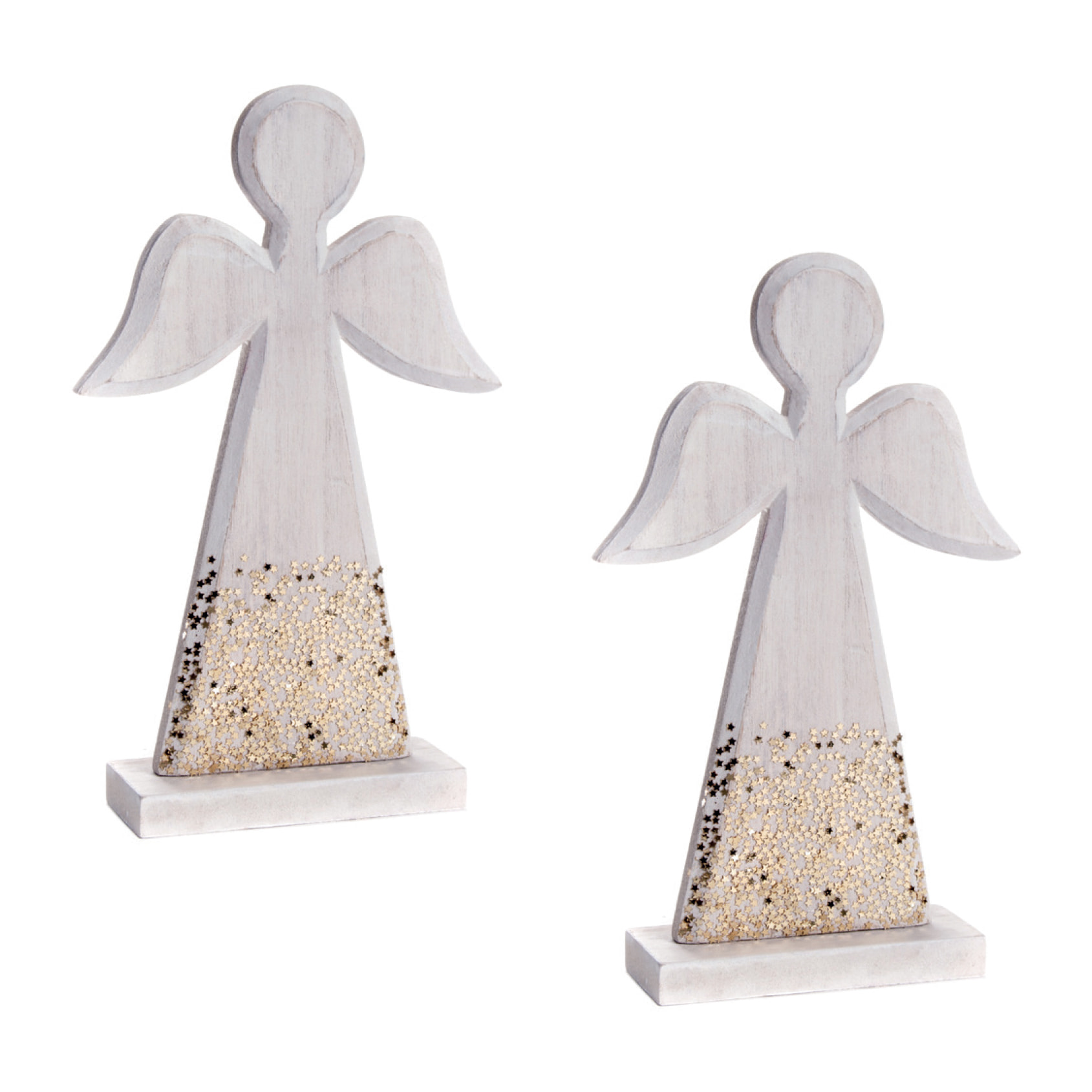 Angioletto in legno con glitter Decorazione Natale