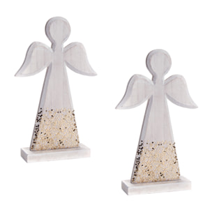 Angioletto in legno con glitter Decorazione Natale