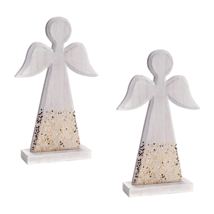Angioletto in legno con glitter Decorazione Natale
