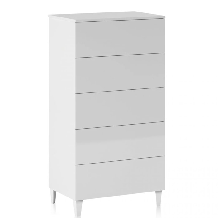 Cómoda chifonier compacta de 5 cajones 61x117 cm Plex Blanco