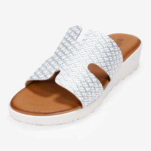 Sandalias de cuña plateadas en piel