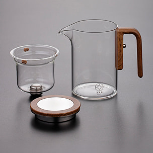 Tetera de cristal de 600 ml con filtración magnética, filtro de acero inoxidable de micromalla y vidrio borosilicato resistente al calor. Incluye 2 tazas.