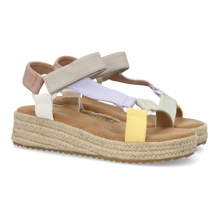 Sandalias planas de yute para mujer, diseño moderno y elegante, comodas con cierre autoadherente