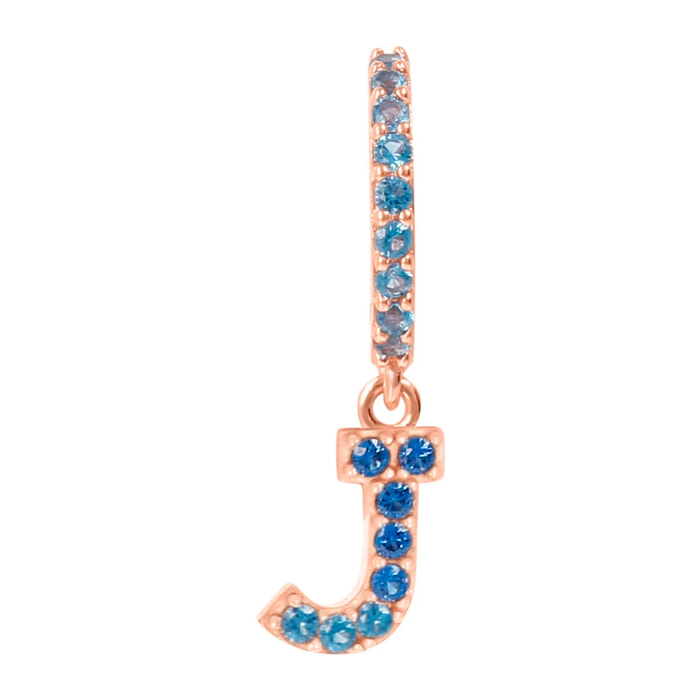 Orecchino Pendente con Lettera J in Pavé di Cubic Zirconia Rosa